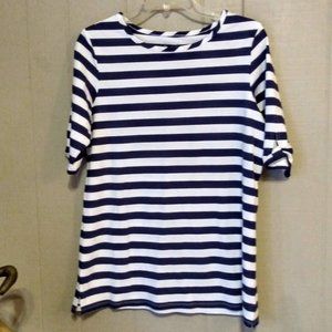 National Ultra Softs Navy & White Striped Top M